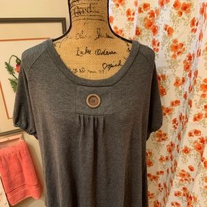 Cute gray knit top. Big button detail in the front